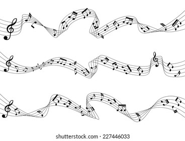 Three musical chords are flowing. A vector illustration.
