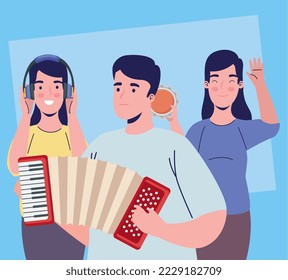 tres músicos en concierto
