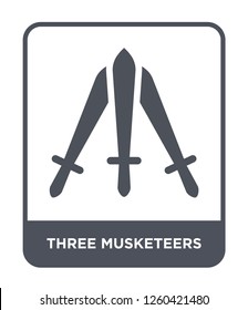 three musketeers icon vector on white background., three musketeers simple element illustration