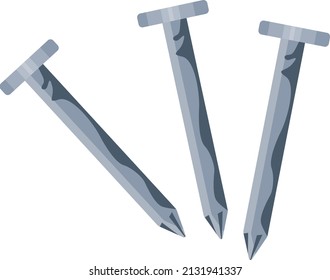 Three nails, illustration, vector on a white background.