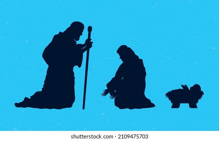 three nativity manger set silhouettes