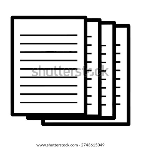 Three neatly stacked lined notebooks with ruled pages showcasing empty writing space for planning and organizing daily tasks or creative projects