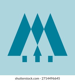 Three negative space blue Christmas trees. An overlapping arrangement of festive symbols.