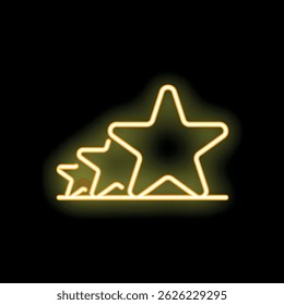 Three neon stars with increasing size forming a growing chart, business concept