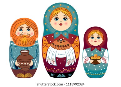 Tres muñecas anidadas - padre, madre, hija