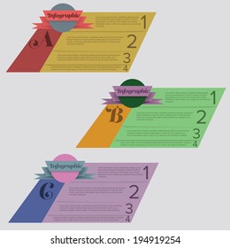 three New Colorful Infographics, Retro Vector