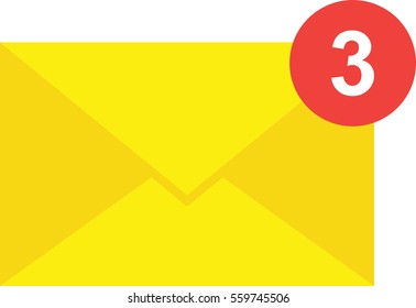 Three new messages or mails  notification icon vector.
