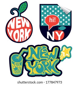 three new york stickers