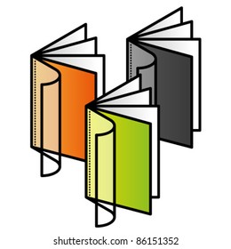 Three notebooks with "transparent"-look front covers. These are three separate items. Colors are simple gradients and can be easily changed.