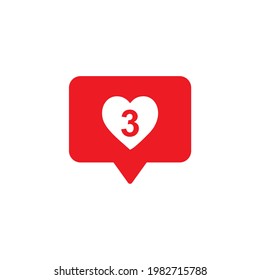 three notification like icon , like icon