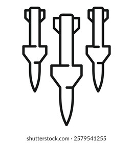 Three nuclear missiles are sitting on a launch system, ready to attack