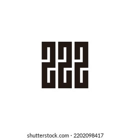 Tres número 2, símbolo geométrico cuadrado simple vector logo