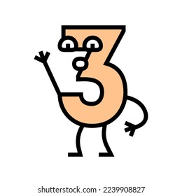 three number character color icon vector. three number character sign. isolated symbol illustration