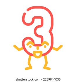 three number character color icon vector. three number character sign. isolated symbol illustration