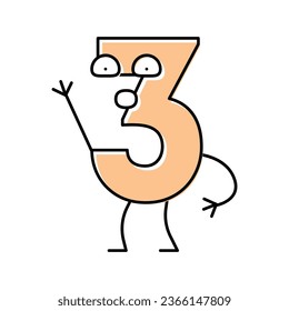 three number character color icon vector. three number character sign. isolated symbol illustration