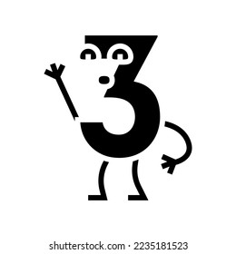 three number character glyph icon vector. three number character sign. isolated symbol illustration