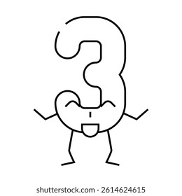 three number character line icon vector. three number character sign. isolated contour symbol black illustration