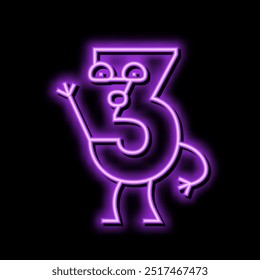 three number character neon light sign vector. three number character sign. isolated symbol illustration