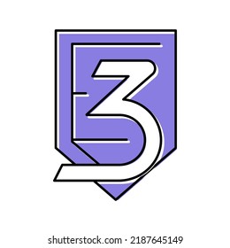 three number color icon vector. three number sign. isolated symbol illustration