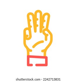 three number hand gesture color icon vector. three number hand gesture sign. isolated symbol illustration