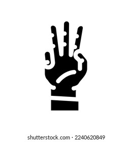 three number hand gesture glyph icon vector. three number hand gesture sign. isolated symbol illustration