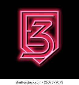 three number neon light sign vector. three number illustration