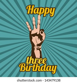 three number over grunge background vector illustration