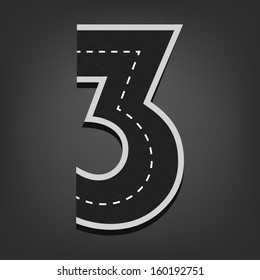 Three number. Road font