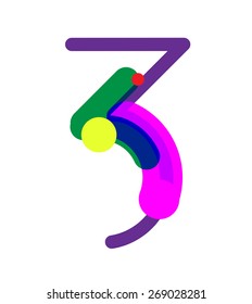 Three Number Symbol. Vector Illustration