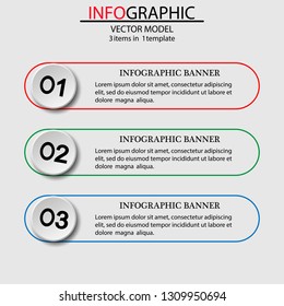 Three numbered modern infographic elements.Elements of infographics for business,advertising, presentation,process diagram, workflow layout, banner, flow chart, info graph.Info background.