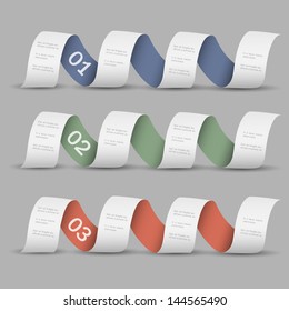 Three numbered ribbons-banners. Modern design template