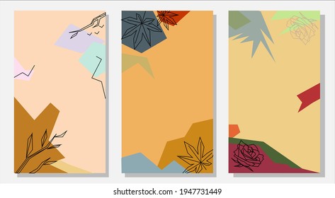 Three numbers of abstract latest social media story background
