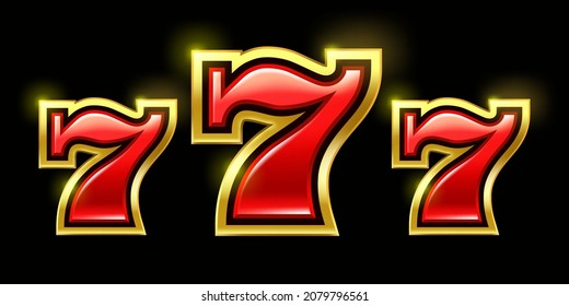 Three numbers seven. Symbol for casino advertising.