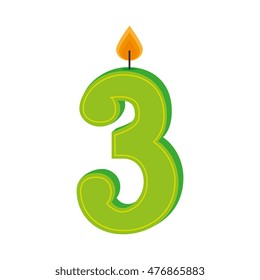 three numbre candle birth isolated