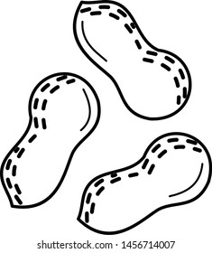 Three nut peanuts icon in outline style. Coloring template for modification and customizing  according to a specific task.
