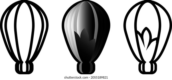 Three objects resembles a light bulb or a balloon is a vector icon or logo isolated on white background. Can be used to create and print a brand logo.