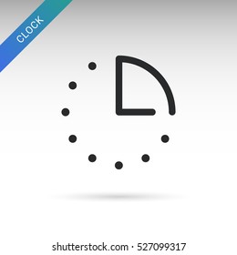 three o'clock. Clock Graphics, Clock Icon with hour and minute pointers.