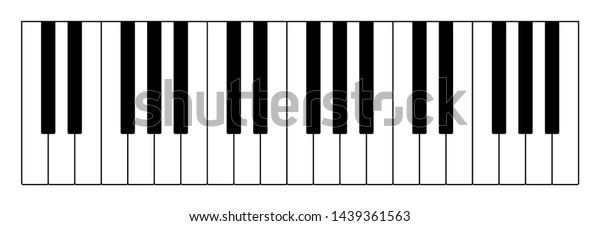 Three octaves on keyboard to play notes of
Western musical scale. Twelve keys of an instrument are an interval
of one octave, seven longer in white, five shorter in black color.
Illustration. Vector.
