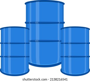 Three oil barrel, illustration, vector on a white background.