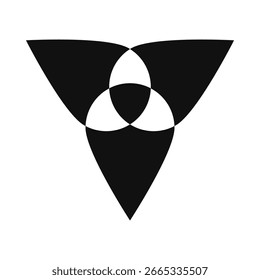 Tres gotitas de aceite, icono de espacio negativo. Un grupo de Formas superpuestas. Aislado en un fondo blanco.