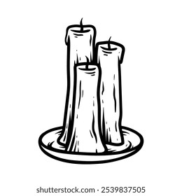 três velhas velas logotipo desenho coloração linha arte estilo esboço clássico vintage design ilustração