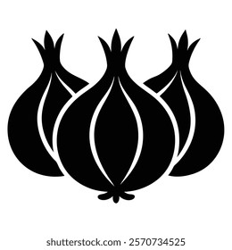 Three onion silhouettes icon for design purposes