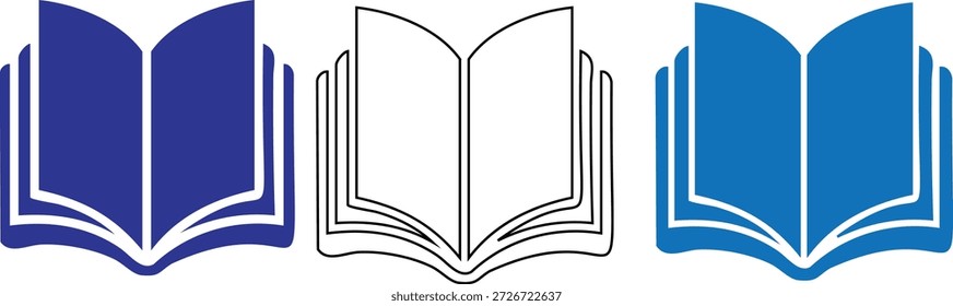 Tres libros abiertos en azul y blanco que simbolizan la Educación