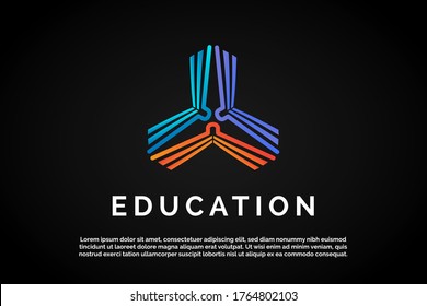 Three open books icon in form to triangle for Initial Letter Logo For Your Company Name, Alphabet Logo Template Ready For Use, Modern Initial Logo