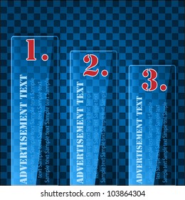 Three option bars with advertisement text