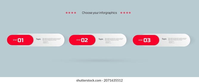 Three option CHART with RED and WHITE color for Business Infographic template. Vector design with icons and FOUR options or steps design.eps
