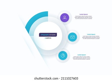 Three option circle infographic design template. Vector illustration.