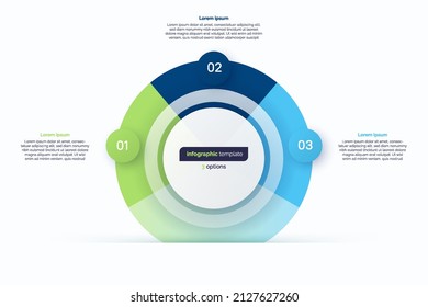 Three option circle infographic design template. Vector illustration.