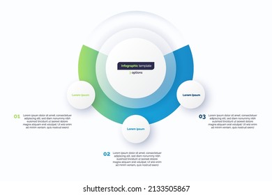 Three option circle infographic design template. Vector illustration.