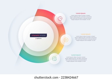 Three option circle infographic design template. Vector illustration.